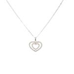 Double CZ Heart Pendant in 10kt White Gold