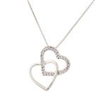 Forever Diamonds Double Diamond Heart Pendant in 14kt White Gold