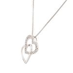 Double Diamond Heart Pendant in 14kt White Gold