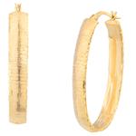 Elongated Fancy Hoop Earrings in  14kt Gold