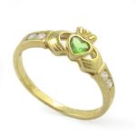 Emerald Heart Claddagh Ring in 14kt Gold