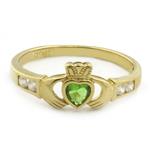 Forever Diamonds Emerald Heart Claddagh Ring in 14kt Gold