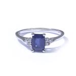 Forever Diamonds Diamond and Sapphire Ring in 14kt White Gold 