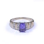 Forever Diamonds Emerald-Cut Amethyst Ring in 14kt Gold