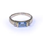Emerald Cut Blue Topaz Ring in 10kt Gold
