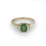 Emerald Cut Natural Emerald Diamond 14kt Gold Ring