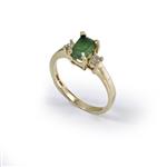 Emerald Cut Natural Emerald Diamond 14kt Gold Ring