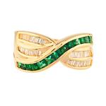 Forever Diamonds Emerald Diamond Cross-Over Ring in 14kt Gold