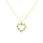 Emerald Diamond Heart Pendant in 14kt Gold