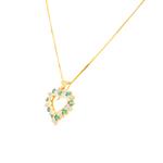 Emerald Diamond Heart Pendant in 14kt Gold