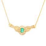 Emerald Diamond Necklace in 14kt Gold