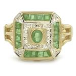 Emerald Diamond Ring in 14kt Gold