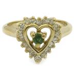 Emerald In a Diamond Heart Ring in 14kt Gold