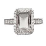 Emerald Cut Diamond Engagement Ring Setting in 18kt White Gold