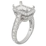 Forever Diamonds Emerald Cut Diamond Engagement Ring Setting in 18kt White Gold