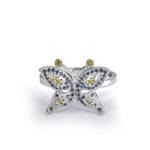 0.23 CT. TDW Enhanced Blue and Yellow Diamond Butterfly Ring in 10kt White Gold