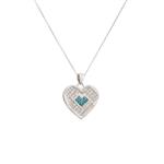 Enhanced Blue Diamond Heart Pendant in 14kt White Gold