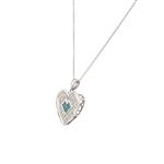 Enhanced Blue Diamond Heart Pendant in 14kt White Gold