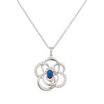 Forever Diamonds Fancy Blue and White Sapphire Pendant in Sterling Silver