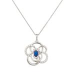 Fancy Blue and White Sapphire Pendant in Sterling Silver