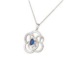 Fancy Blue and White Sapphire Pendant in Sterling Silver