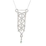 Fancy Diamond and Peridot Pendant in 14kt White Gold