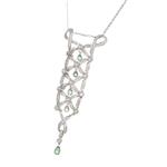 Fancy Diamond and Peridot Pendant in 14kt White Gold