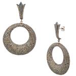 Fancy Diamond Dangling Earrings in Silver