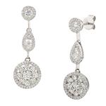 Fancy Diamond Halo Drop Earrings in 18kt White Gold