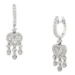 Fancy Heart Dangling Diamond Earrings in 18kt White Gold