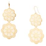 Filigree Snowflake Dangling Earrings in 14kt Gold