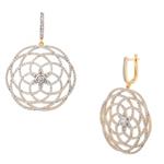 Filigree White Sapphire Earrings in 14kt Gold