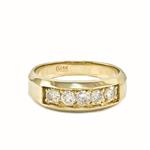 Forever Diamonds Five Stone Men's Diamond Wedding Band in 14kt Yellow Gold