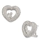 Floating Diamond Heart Earrings in 18kt White Gold
