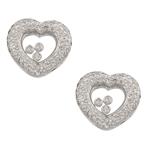 Floating Diamond Heart Earrings in 18kt White Gold