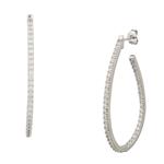 Front and Back Oval CZ Hoop Earrings in Sterling Silver