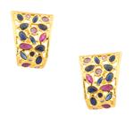 Forever Diamonds Gemstone "J" Shape Earrings in 18kt Gold