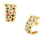 Gemstone "J" Shape Earrings in 18kt Gold