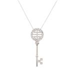 Greek Key Diamond Pendant in 14kt White Gold