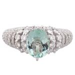 Green Amethyst Diamond Ring in 18kt White Gold