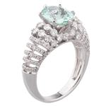 Green Amethyst Diamond Ring in 18kt White Gold