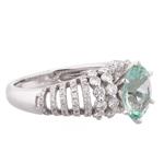 Green Amethyst Diamond Ring in 18kt White Gold