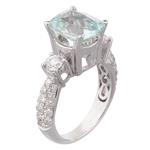 Green Amethyst Diamond Ring in 18kt White Gold