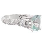 Green Amethyst Diamond Ring in 18kt White Gold