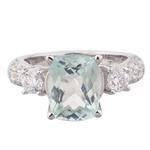 Green Amethyst Diamond Ring in 18kt White Gold