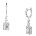 Halo Style Diamond Drop Earrings in 18kt White Gold