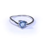 Forever Diamonds Heart Shape Blue Topaz Ring in 10kt White Gold