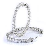 Forever Diamonds 9.03CT TDW. Front and Back Diamond Hoop Earrings in 14kt White Gold