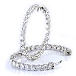 9.03CT TDW. Front and Back Diamond Hoop Earrings in 14kt White Gold