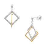 Intersecting Diamond Square Earrings in 14kt Two- Tone Gold
